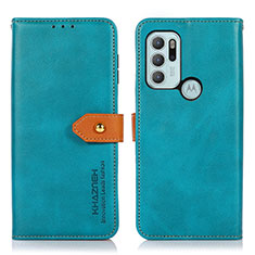 Custodia Portafoglio In Pelle Cover con Supporto N07P per Motorola Moto G60s Ciano