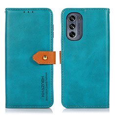 Custodia Portafoglio In Pelle Cover con Supporto N07P per Motorola Moto G62 5G Ciano