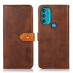 Custodia Portafoglio In Pelle Cover con Supporto N07P per Motorola Moto G71 5G Marrone