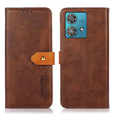 Custodia Portafoglio In Pelle Cover con Supporto N07P per Motorola Moto G84 5G Marrone