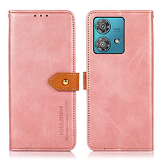 Custodia Portafoglio In Pelle Cover con Supporto N07P per Motorola Moto G84 5G Rosa