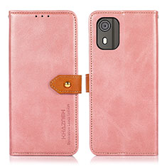 Custodia Portafoglio In Pelle Cover con Supporto N07P per Nokia C02 Rosa