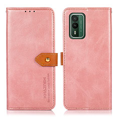Custodia Portafoglio In Pelle Cover con Supporto N07P per Nokia XR21 Rosa