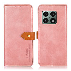 Custodia Portafoglio In Pelle Cover con Supporto N07P per OnePlus 10 Pro 5G Rosa