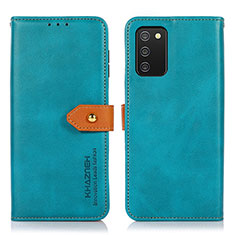 Custodia Portafoglio In Pelle Cover con Supporto N07P per Samsung Galaxy A02s Ciano