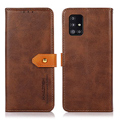Custodia Portafoglio In Pelle Cover con Supporto N07P per Samsung Galaxy A51 5G Marrone