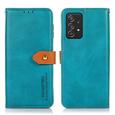 Custodia Portafoglio In Pelle Cover con Supporto N07P per Samsung Galaxy A52 5G Ciano