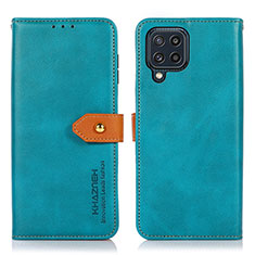 Custodia Portafoglio In Pelle Cover con Supporto N07P per Samsung Galaxy M32 4G Ciano