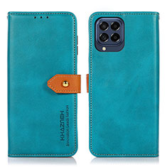 Custodia Portafoglio In Pelle Cover con Supporto N07P per Samsung Galaxy M53 5G Ciano