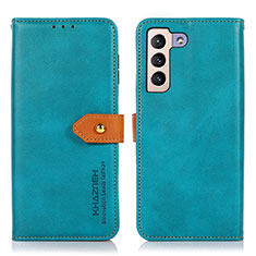 Custodia Portafoglio In Pelle Cover con Supporto N07P per Samsung Galaxy S24 5G Ciano