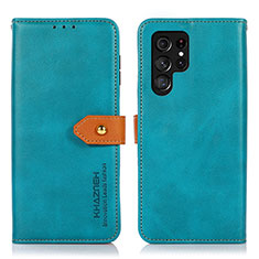 Custodia Portafoglio In Pelle Cover con Supporto N07P per Samsung Galaxy S24 Ultra 5G Ciano