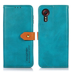 Custodia Portafoglio In Pelle Cover con Supporto N07P per Samsung Galaxy XCover 5 SM-G525F Ciano