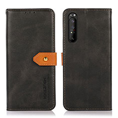 Custodia Portafoglio In Pelle Cover con Supporto N07P per Sony Xperia 1 II Nero