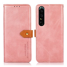 Custodia Portafoglio In Pelle Cover con Supporto N07P per Sony Xperia 1 III Rosa