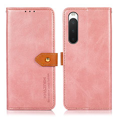 Custodia Portafoglio In Pelle Cover con Supporto N07P per Sony Xperia 10 IV Rosa