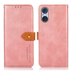 Custodia Portafoglio In Pelle Cover con Supporto N07P per Sony Xperia 5 V Rosa