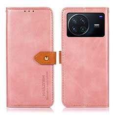 Custodia Portafoglio In Pelle Cover con Supporto N07P per Vivo X Note Rosa