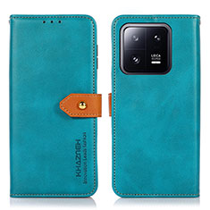 Custodia Portafoglio In Pelle Cover con Supporto N07P per Xiaomi Mi 13 5G Ciano
