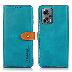 Custodia Portafoglio In Pelle Cover con Supporto N07P per Xiaomi Poco F5 5G Ciano