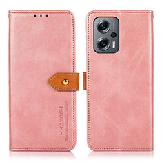 Custodia Portafoglio In Pelle Cover con Supporto N07P per Xiaomi Poco F5 5G Rosa