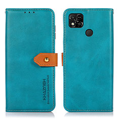 Custodia Portafoglio In Pelle Cover con Supporto N07P per Xiaomi Redmi 9C NFC Ciano