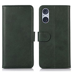 Custodia Portafoglio In Pelle Cover con Supporto N08P per Sony Xperia 5 V Verde
