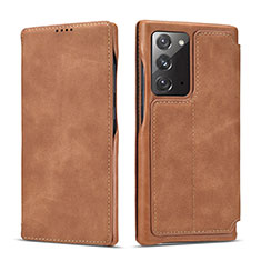 Custodia Portafoglio In Pelle Cover con Supporto N09 per Samsung Galaxy Note 20 5G Marrone Chiaro