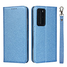 Custodia Portafoglio In Pelle Cover con Supporto N12 per Huawei P40 Pro Cielo Blu