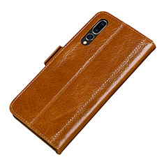 Custodia Portafoglio In Pelle Cover con Supporto P01 per Huawei P20 Pro Arancione