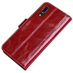 Custodia Portafoglio In Pelle Cover con Supporto P01 per Huawei P20 Rosso