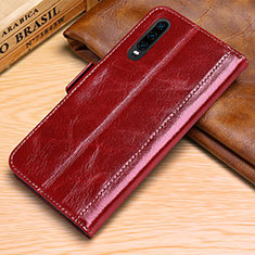 Custodia Portafoglio In Pelle Cover con Supporto P01 per Huawei P30 Rosso