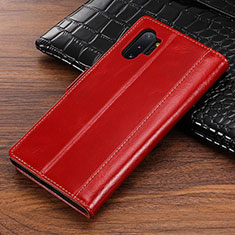 Custodia Portafoglio In Pelle Cover con Supporto P01 per Samsung Galaxy Note 10 Plus Rosso