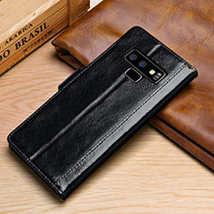 Custodia Portafoglio In Pelle Cover con Supporto P01 per Samsung Galaxy Note 9 Nero