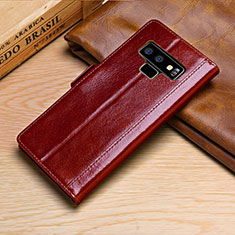 Custodia Portafoglio In Pelle Cover con Supporto P01 per Samsung Galaxy Note 9 Rosso