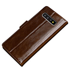 Custodia Portafoglio In Pelle Cover con Supporto P01 per Samsung Galaxy S10 5G Marrone