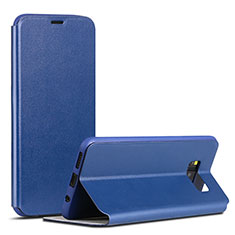 Custodia Portafoglio In Pelle Cover con Supporto P01 per Samsung Galaxy S8 Plus Blu