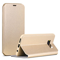 Custodia Portafoglio In Pelle Cover con Supporto P01 per Samsung Galaxy S8 Plus Oro