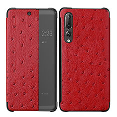 Custodia Portafoglio In Pelle Cover con Supporto P02 per Huawei P20 Pro Rosso