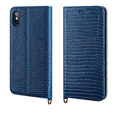 Custodia Portafoglio In Pelle Cover con Supporto P03 per Apple iPhone Xs Blu