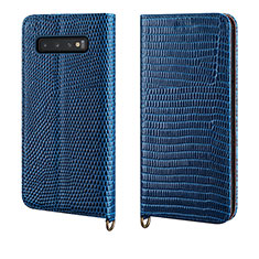 Custodia Portafoglio In Pelle Cover con Supporto P04 per Samsung Galaxy S10 5G Blu