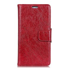 Custodia Portafoglio In Pelle Cover con Supporto per Alcatel 5V Rosso