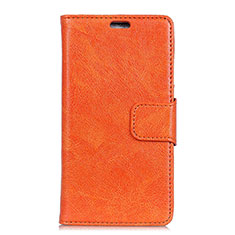 Custodia Portafoglio In Pelle Cover con Supporto per Alcatel 7 Arancione