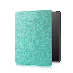 Custodia Portafoglio In Pelle Cover con Supporto per Amazon Kindle Oasis 7 inch Ciano
