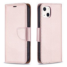 Custodia Portafoglio In Pelle Cover con Supporto per Apple iPhone 14 Oro Rosa