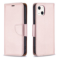 Custodia Portafoglio In Pelle Cover con Supporto per Apple iPhone 14 Plus Oro Rosa