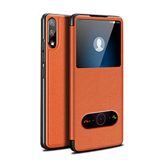 Custodia Portafoglio In Pelle Cover con Supporto per Huawei Enjoy 10 Arancione