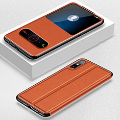 Custodia Portafoglio In Pelle Cover con Supporto per Huawei Enjoy 10e Arancione