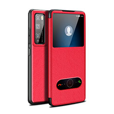 Custodia Portafoglio In Pelle Cover con Supporto per Huawei Enjoy 20 Pro 5G Rosso