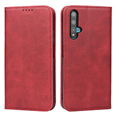 Custodia Portafoglio In Pelle Cover con Supporto per Huawei Honor 20S Rosso