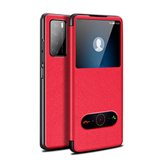 Custodia Portafoglio In Pelle Cover con Supporto per Huawei Honor Play4 5G Rosso